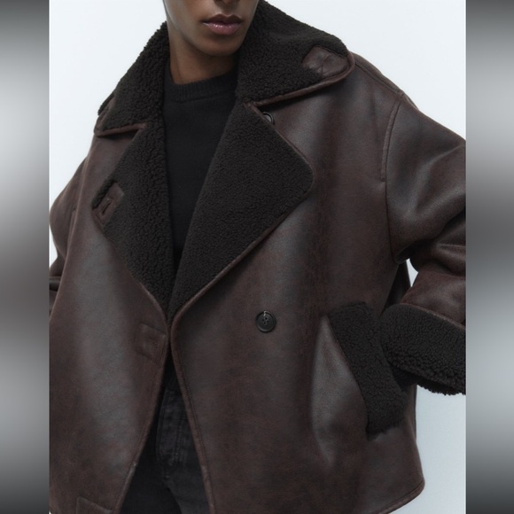 Zara Faux shearling lined jacket - Picture 3 of 10